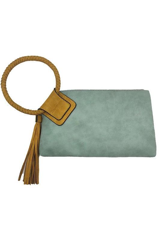 Fashion Cuff Handle Tassel Wristlet Clutch - Happily Ever Atchison Shop Co.