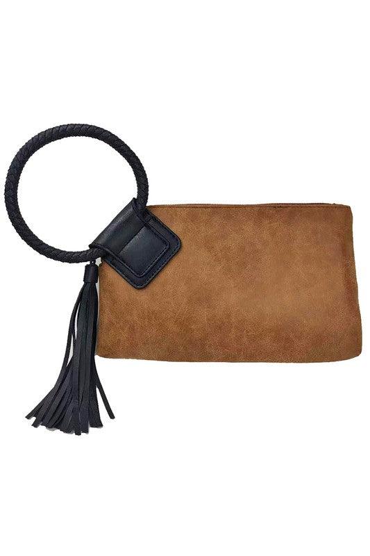 Fashion Cuff Handle Tassel Wristlet Clutch - Happily Ever Atchison Shop Co.