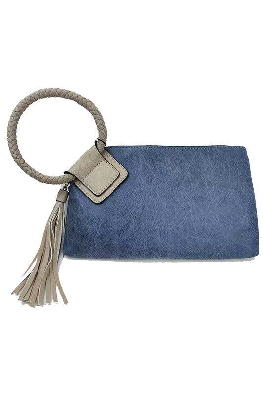 Fashion Cuff Handle Tassel Wristlet Clutch - Happily Ever Atchison Shop Co.