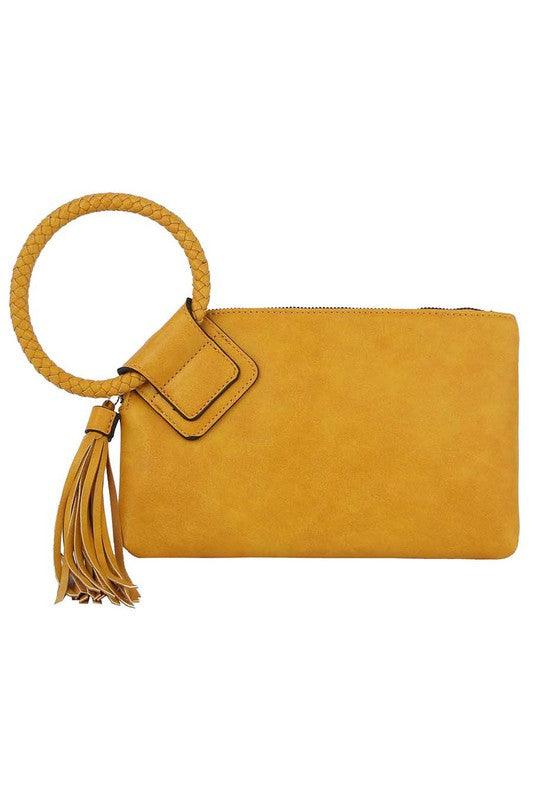 Fashion Cuff Handle Tassel Wristlet Clutch - Happily Ever Atchison Shop Co.