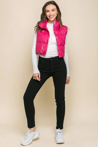 Faux Leather Puffer Vest With Snap Button - Happily Ever Atchison Shop Co.