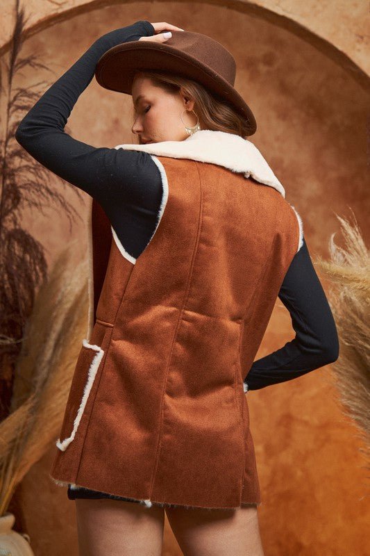 FAUX SUEDE WINTER VEST - Happily Ever Atchison Shop Co.