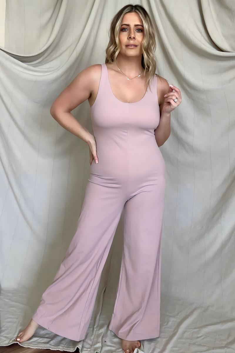 FawnFit Wide Leg Sleeveless Jumpsuit With Built-In Bra - Happily Ever Atchison Shop Co.