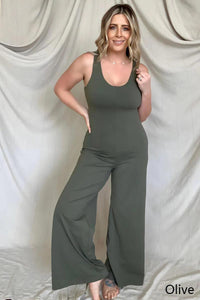FawnFit Wide Leg Sleeveless Jumpsuit With Built-In Bra - Happily Ever Atchison Shop Co.