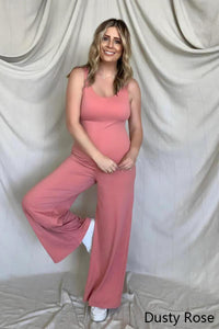 FawnFit Wide Leg Sleeveless Jumpsuit With Built-In Bra - Happily Ever Atchison Shop Co.