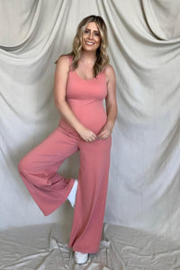 FawnFit Wide Leg Sleeveless Jumpsuit With Built-In Bra - Happily Ever Atchison Shop Co.