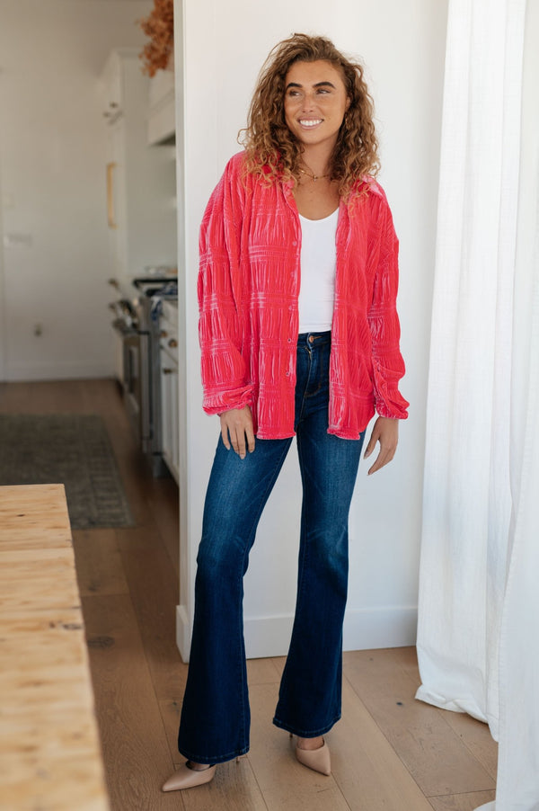 Feeling Fuchsia Velvet Button Down - Happily Ever Atchison Shop Co.