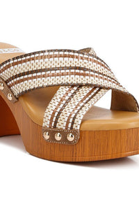 Finley Raffia High Block Heel Mules - Happily Ever Atchison Shop Co.