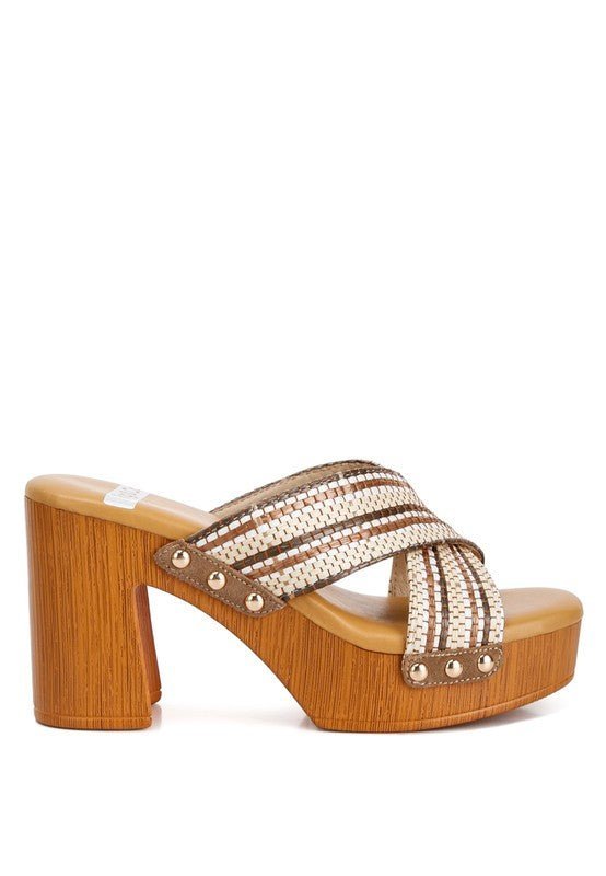 Finley Raffia High Block Heel Mules - Happily Ever Atchison Shop Co.