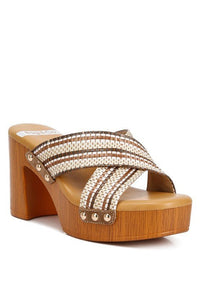 Finley Raffia High Block Heel Mules - Happily Ever Atchison Shop Co.