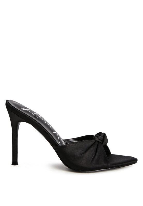 FIRST CRUSH SATIN KNOT HIGH HEELED SANDALS - Happily Ever Atchison Shop Co.