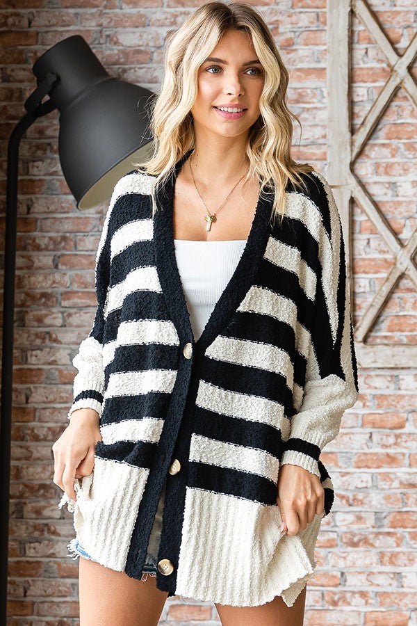 First Love Textured Striped Button Down Cardigan - Happily Ever Atchison Shop Co.