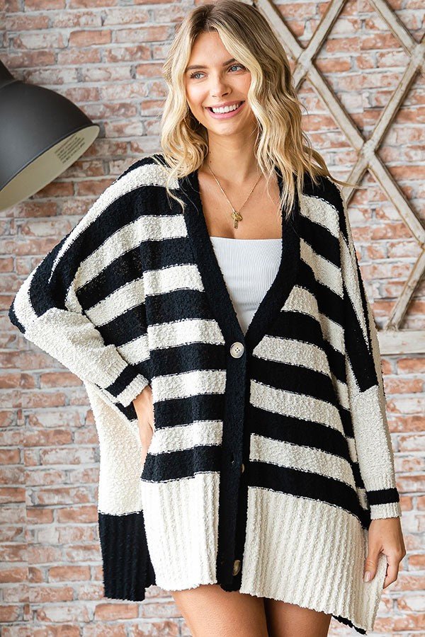 First Love Textured Striped Button Down Cardigan - Happily Ever Atchison Shop Co.
