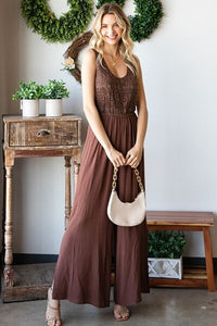 First Love Tie Back Sleeveless Slit Wide Leg Jumpsuit - Happily Ever Atchison Shop Co.