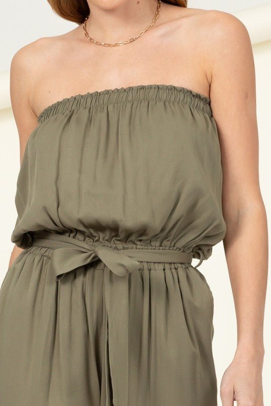 Flap Pocket Side Belted Tube Jumpsuit - Happily Ever Atchison Shop Co.