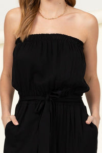 Flap Pocket Side Belted Tube Jumpsuit - Happily Ever Atchison Shop Co.