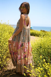 Floral Boho Stripe Mixed Full Skirt Maxi Dress - Happily Ever Atchison Shop Co.