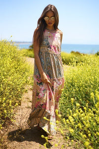 Floral Boho Stripe Mixed Full Skirt Maxi Dress - Happily Ever Atchison Shop Co.