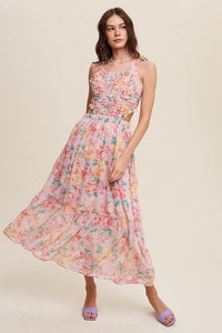 Floral Bubble Textured Two - Piece Style Maxi Dress - Happily Ever Atchison Shop Co.