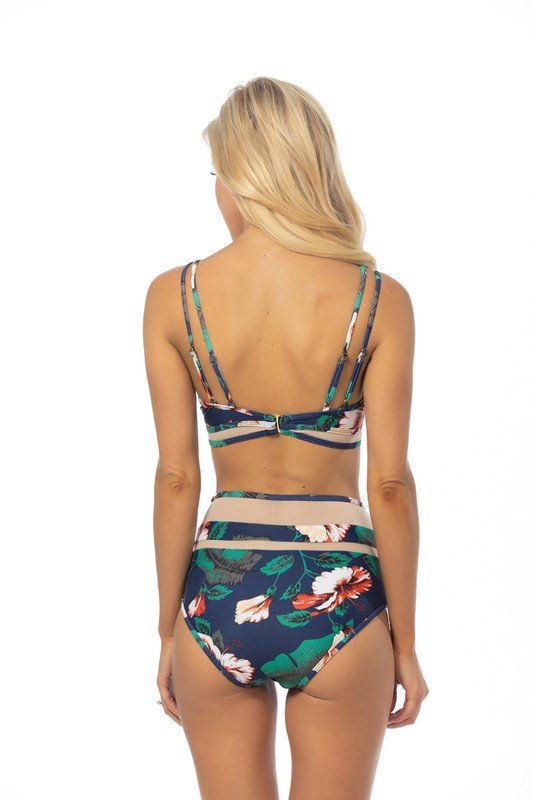 FLORAL PRINT MESH INSERTS BIKINI SET - Happily Ever Atchison Shop Co.