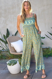Floral Smocked Detail With Ruffle Jumpsuit - Happily Ever Atchison Shop Co.
