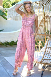 Floral Smocked Detail With Ruffle Jumpsuit - Happily Ever Atchison Shop Co.