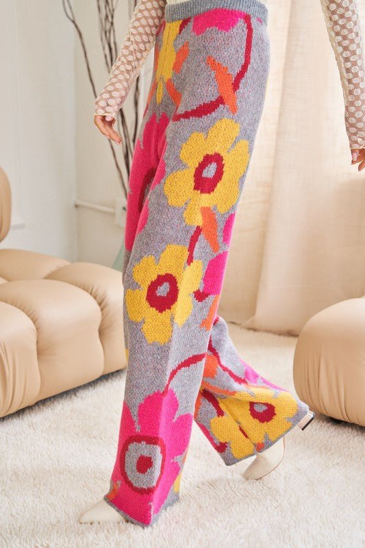 Flower Printed Casual Cozy Full Long Wide Pants - Happily Ever Atchison Shop Co.