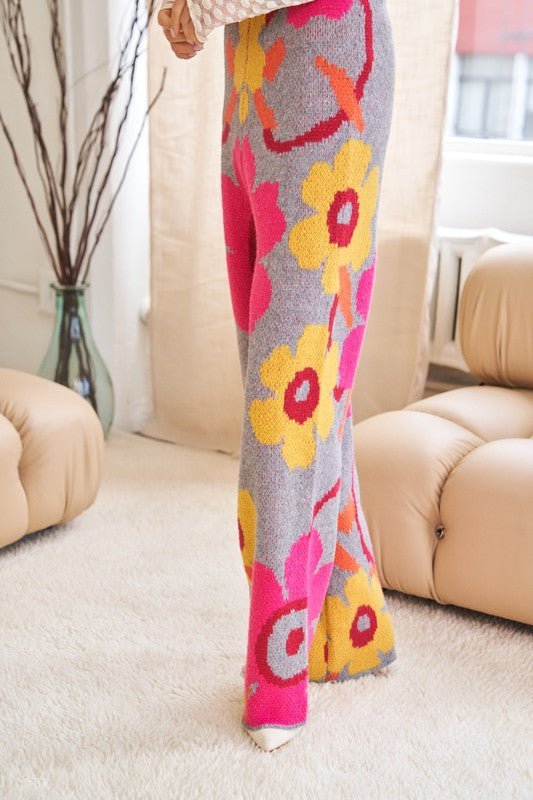 Flower Printed Casual Cozy Full Long Wide Pants - Happily Ever Atchison Shop Co.