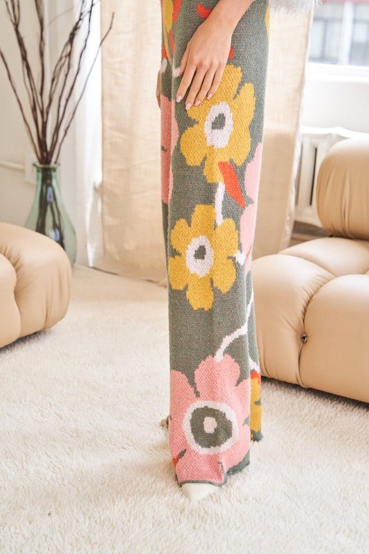 Flower Printed Casual Cozy Full Long Wide Pants - Happily Ever Atchison Shop Co.