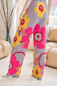 Flower Printed Casual Cozy Full Long Wide Pants - Happily Ever Atchison Shop Co.