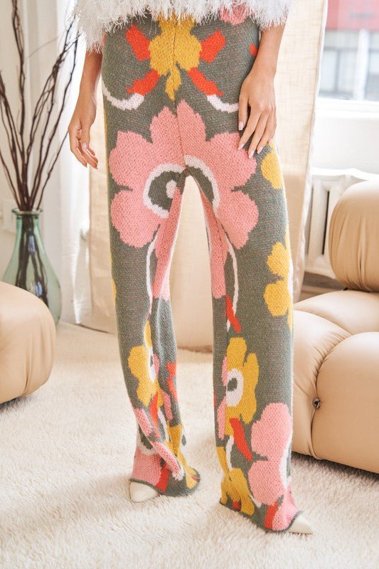 Flower Printed Casual Cozy Full Long Wide Pants - Happily Ever Atchison Shop Co.