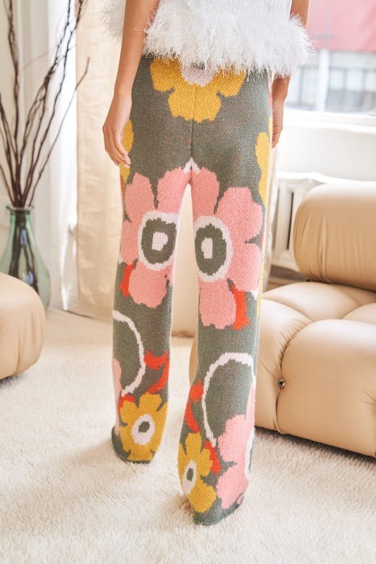 Flower Printed Casual Cozy Full Long Wide Pants - Happily Ever Atchison Shop Co.