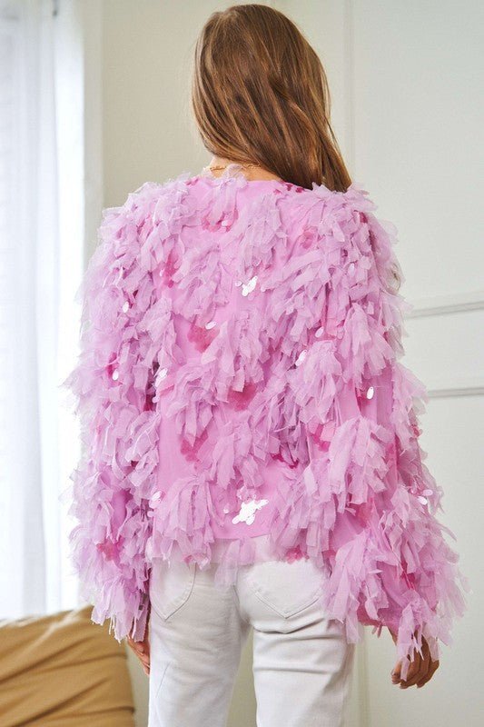 Fluffy Tiered Ruffle Long Sleeve Party Jacket - Happily Ever Atchison Shop Co.