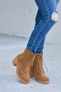 Forever Link Lace - Up Zipper Detail Block Heel Boots - Happily Ever Atchison Shop Co.