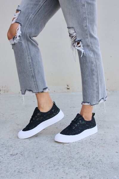 Forever Link Sequin Lace - Up Platform Sneakers - Happily Ever Atchison Shop Co.