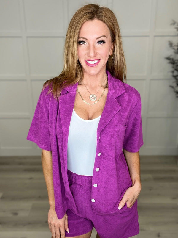 French Terry Button Down Top in Two Colors - Happily Ever Atchison Shop Co.