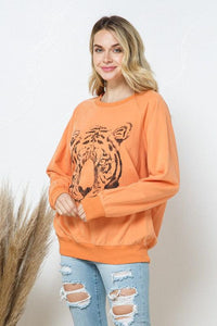 French Terry Tiger Studded Star Graphic Sweatshirt - Happily Ever Atchison Shop Co.