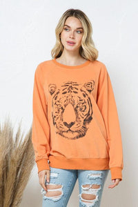 French Terry Tiger Studded Star Graphic Sweatshirt - Happily Ever Atchison Shop Co.