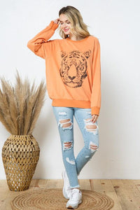 French Terry Tiger Studded Star Graphic Sweatshirt - Happily Ever Atchison Shop Co.