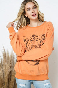 French Terry Tiger Studded Star Graphic Sweatshirt - Happily Ever Atchison Shop Co.