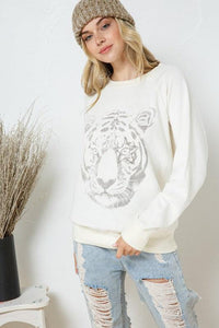 French Terry Tiger Studded Star Graphic Sweatshirt - Happily Ever Atchison Shop Co.