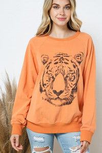 French Terry Tiger Studded Star Graphic Sweatshirt - Happily Ever Atchison Shop Co.