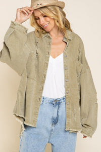 Fringe Distressed Oversized Jacket - Happily Ever Atchison Shop Co.