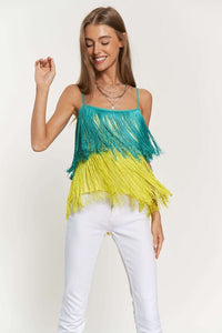 Fringe Overlay Cross Straps Party Cami Top - Happily Ever Atchison Shop Co.