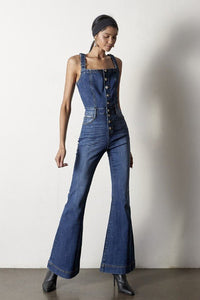 FRONT BUTTONS JUMPSUIT FLARE - Happily Ever Atchison Shop Co.