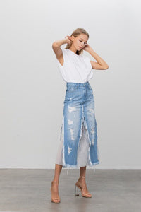 FULL COTTON SHA PREMIUM DENIM SKIRT - Happily Ever Atchison Shop Co.