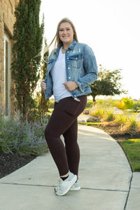 FULL LENGTH Brown Solid Leggings - Happily Ever Atchison Shop Co.