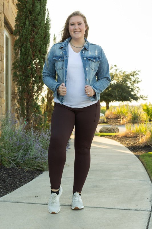 FULL LENGTH Brown Solid Leggings - Happily Ever Atchison Shop Co.