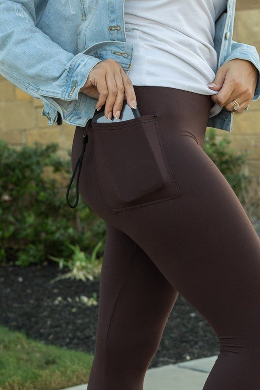 FULL LENGTH Brown Solid Leggings - Happily Ever Atchison Shop Co.