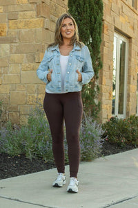 FULL LENGTH Brown Solid Leggings - Happily Ever Atchison Shop Co.